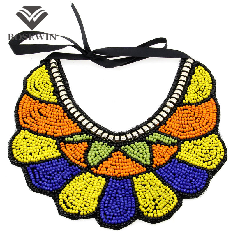 Fashion Exaggerated National Tribal Style Hand Made Collar  Multicolor Resin Beads Shape Collar Necklace For Women Dress CE3349