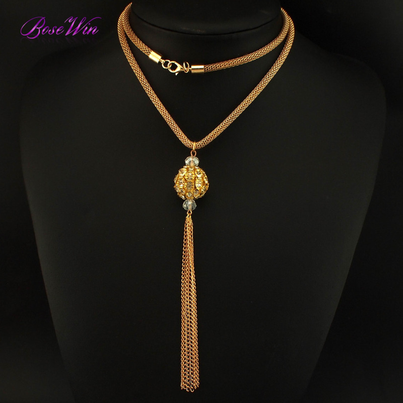 Fashion New Popcorn Long Chain For Women Chokers Alloy Ball Tassel Pendants Charm Jewelry Accessories Necklaces CE3372