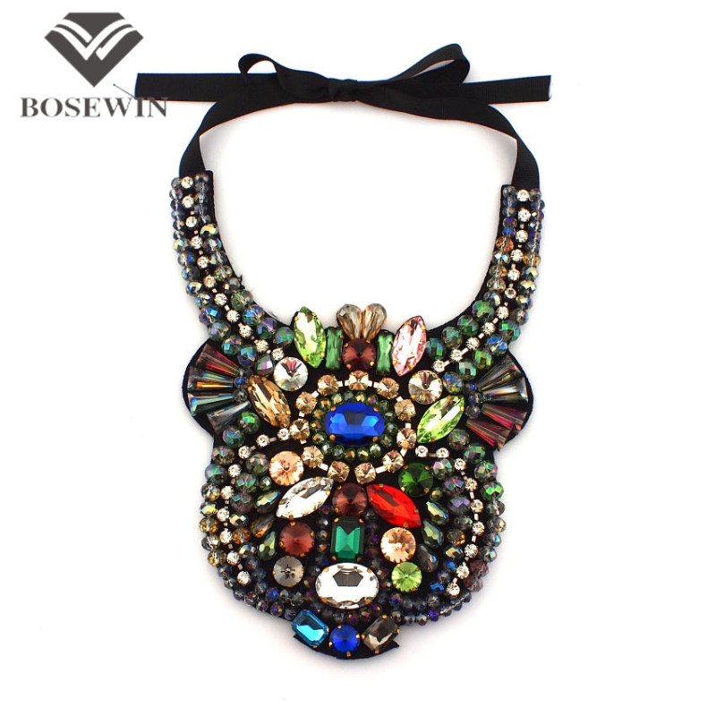 Women Party Accessories Luxury Spider Design Statement Chokers Collar Multicolor Crystal Gems Big Pendants Necklaces CE2651