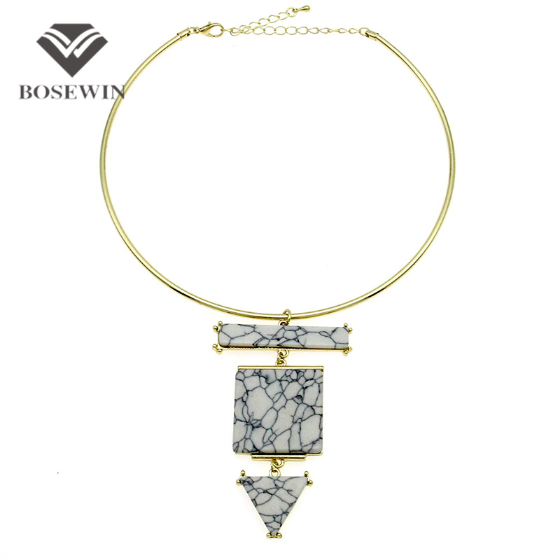 Fashion Choker Necklace For Women 2016 New Gold Torques Bib Collares Geometric Acrylic Statement Necklaces & Pendants CE3893