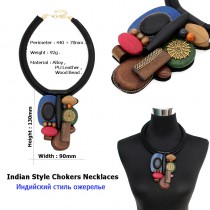 Vintage Indian Statement Necklace Women Fashion Leather Torques Wood Bead Chokers Bib Collares Maxi Necklaces & Pendants Collier