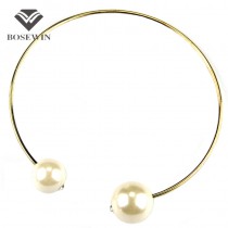 European Big Brand Torques Jewelry Fashion All Match Statement Women Imitation Pearl Necklaces Collar Choker CE1968