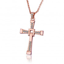 Cross Pendant Necklaces For Men Fashion 18K Plated Jewelry Inlay Rhinestones Costume Jewellery PN705