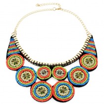 Fashion Indian Style Clothes Jewelry Vintage Multicolor Resin Painting Ceramic Beads Choker Fake Collar Necklaces CE3365