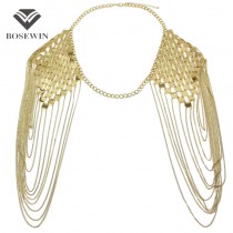 Bohemian Style Punk Body Chain Necklaces Alloy Collar Shoulder Chain Long Necklaces & Pendants Women Sexy Statement Body Jewelry