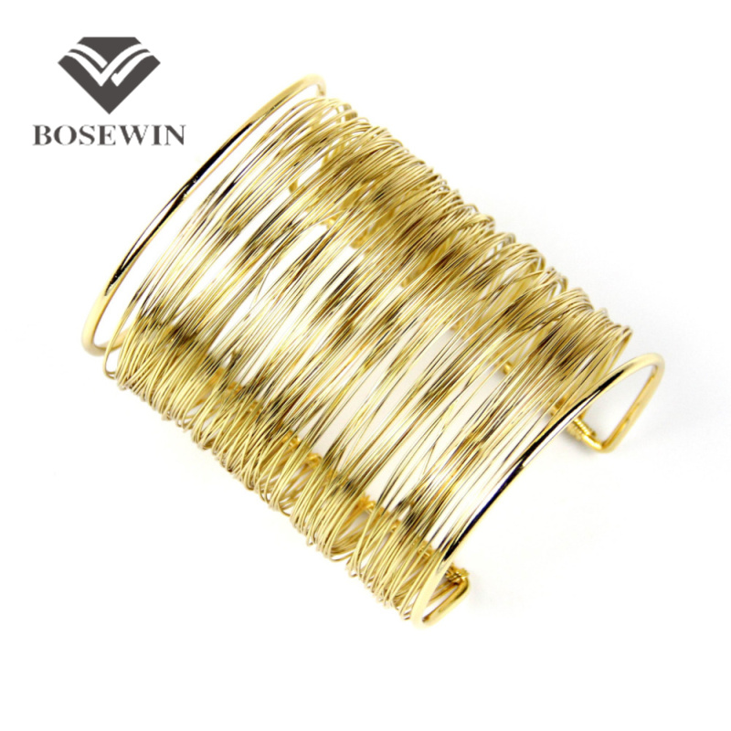 Boho MultiLayer Iron Wire Women Cuff Bangle Fashion Wide Alloy Bangles & Bracelets Manchette Statement Jewelry Accessories BL223