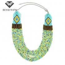 Boho Handmade Long Necklace Women Multicolors Beads Cluster Wide Statement Necklaces & Pendants For Travel Gifts CE2276