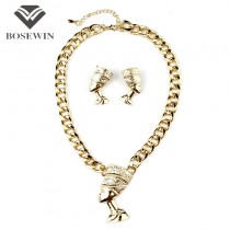 Women Fashion Jewelry Sets 2015 Gold Chain Alloy Egyptian pharaoh Pendants Necklaces Earring Sets Women Gift Wholesale CE2397