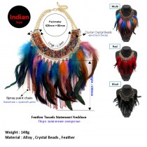Women Maxi Statement Pendants Necklaces Indian Jewelry Feather Chain Tassel Crystal Bib Collar Big Necklaces Collier Femmer