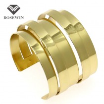 Gold Plated Alloy Women Cuff Bangles Gift Jewelry Fashion Layering Metal Strip Opened Bangles Bracelets Statement Jewelry BL145