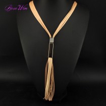 4 Color Handmade Leather Long Tassels Necklaces Multi layers Statement Necklaces & Pendants Fashion Women Charm Jewelry CE3439