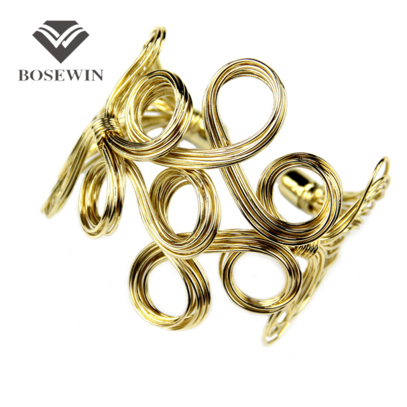 Big Cuff Bangle For Women 2016 Iron wire Weave Opened Alloy Bangles Bracelets Manchette Fashion Jonc Statement Jewelry BL319