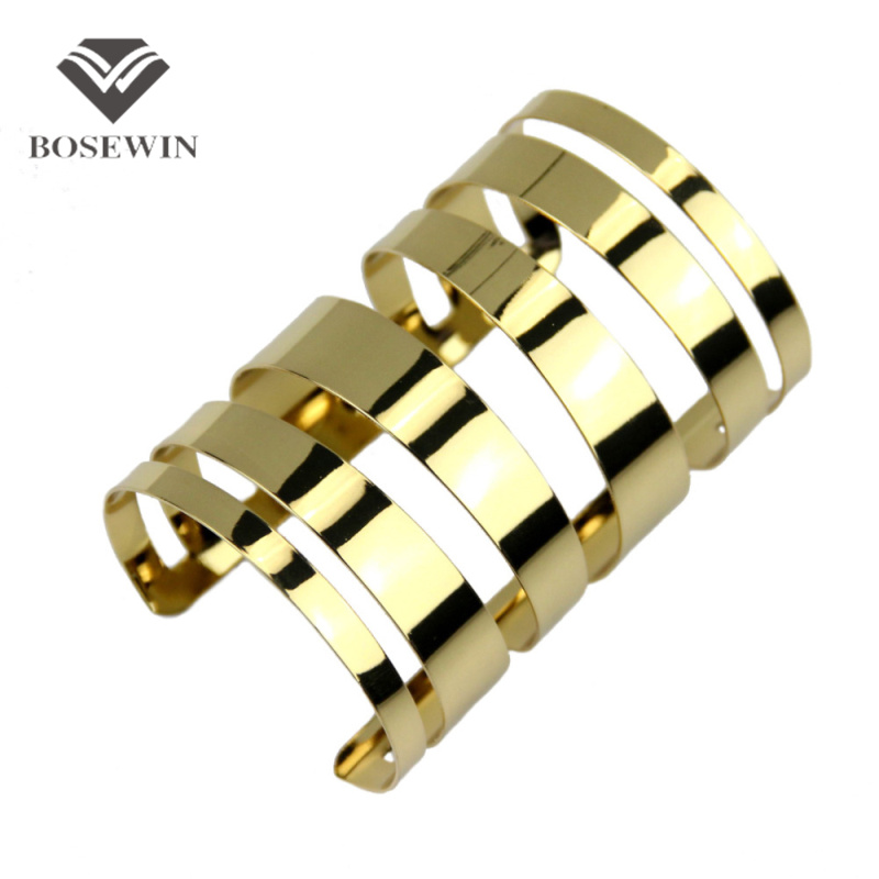 Hollow Design Gold Bracelets Manchette Statement Jewelry Fashion Open Cuff Bangles Bracelets For Women Wrap Hand Bijoux BL081