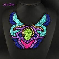 Fashion Hand Made Jewelry Multicolor Beads Collar Animal Facial Exaggeration Necklace Women Winter Dress Accessories CE3358