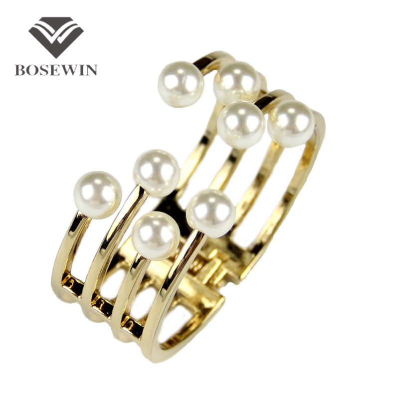 Fashion Cuff Bracelets For Women 2016 Charm Accessories Imitation Pearl Bangles & Bracelets Manchette Statement Jewelry BL245