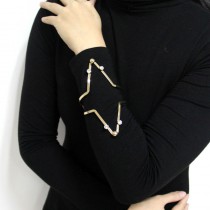 Hollow Design Alloy Big Cuff Bangles 2016 New Fashion Rhinestones Geometric Bracelet For Women Statement Jewelry Collier Femme