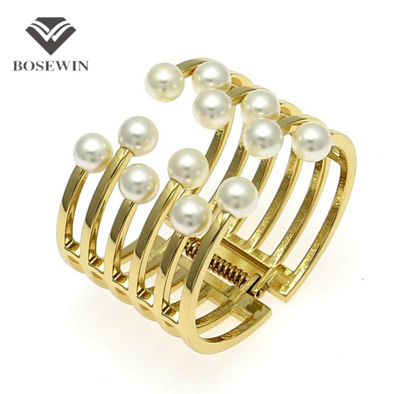 2016 Fashion Women Bracelets Charm Accessories Imitation Pearl Cuff Bangles Bracelets Manchette Statement Jewelry Pulseiras Gift