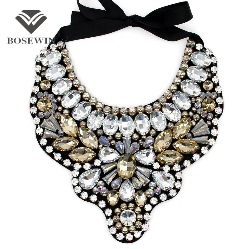 Women Handmade Exaggerate Crystal Big Necklace Hi-Q Gems Bead Bib Collar Fashion Statement Necklaces Maxi Jewelry Bijoux femme