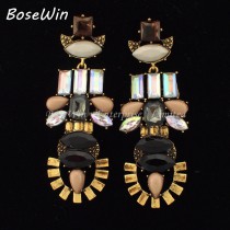 Fashion Jewelry For Women 2015 Bohemia Design Earring Multicolor Resins Rhinestones Vintage Drop Earrings Party Wear FE122