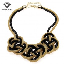 2016 Women Big Chunky Necklace Alloy Chain Knitting Knot Pendant Collar Chokers Statement Necklaces Maxi Handmade Jewelry CE3216