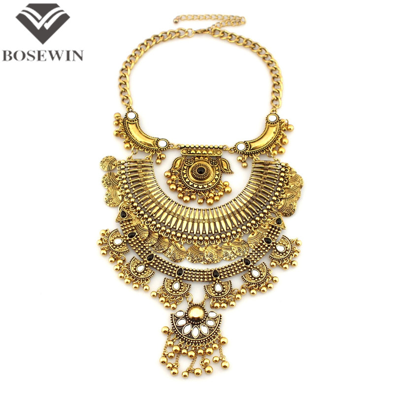 2015 New Fashion Accessories Women Big Jewelry Exaggerated Bohemia Vintage Alloy Chokers Statement Necklaces CE3467
