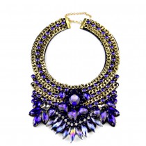 Women Party Exaggerate Accessories Fashion Luxury Choker Multicolor Crystal Gold Chain Collar Statement Necklaces Maxi Jewelry
