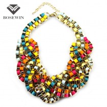 Statement Necklaces For Women Big Fashion Party Chokers Jewelry Thick Chain Handmade Lint Wrap Braid Chunky Necklace CE1772