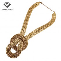 Fashion Multilevel Choker Gold Popcorn Chain Knit Braid Weave Twist Bib Chunky Necklaces For Women CE1167