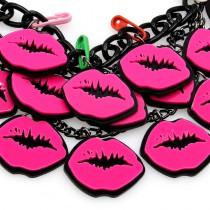 2015 USA Big Fashion Acrylic Panel Rose Pink Lips Pendant Necklaces Matching Earrigs Charm Jewelry Set Women Accessories CE2487