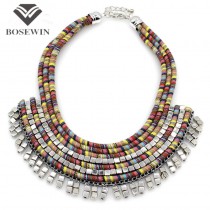 Bohemia Design Women Multilayer Rope Handmade Maxi Necklaces 2016 Fashion Bead Bib Collar Chokers Statement Necklaces & Pendants