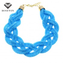 Fashion Net Ropes Knitting Chunky Chain Necklaces Women 2015 New Accessories Collar Chokers Statement Necklaces Bijoux 4 Colors