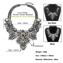 Women Luxury Statement Chokers Necklaces Vintage Flower Design Rhinestones Maxi Big Necklaces & Pendants 2016 Fashion Jewelry