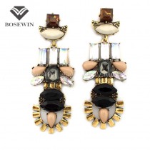 Fashion Jewelry For Women 2015 Bohemia Design Earring Multicolor Resins Rhinestones Vintage Drop Earrings Party Wear FE122