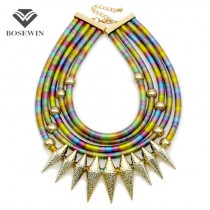Indian Multilayer Bib Collar Vintage Maxi Necklace Women New Statement Jewelry Neon Multicolor Big Choker Accessories CE4047