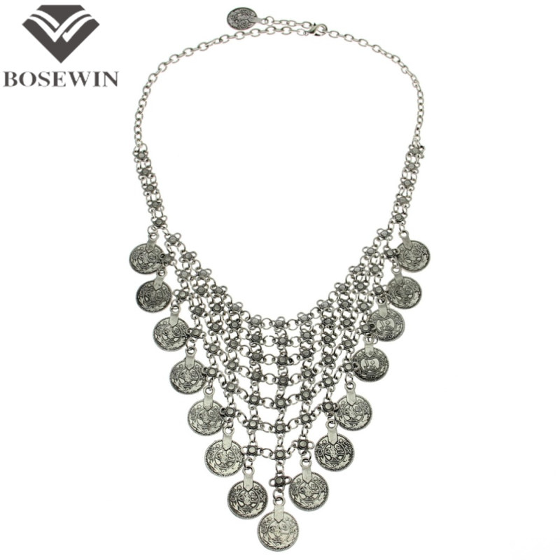 Fashion Necklaces For Women Multilayer Design Coins Vintage Collar Chokers Statement Long Necklaces & Pendants CE2729
