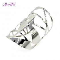 Fashion Geometric Hollow Statement Jewelry Shiny Faceted Alloy Large Opened Cuff Bangles & Bracelets For Women Manchette BL149