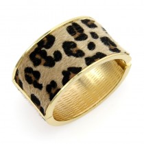 Fashion Leopard Horsehair Spring Opened Oval Wide Cuff  Bangles Bracelet Women Statement Jewelry Nickle free BL197