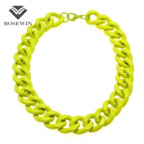 4 Neon Colors Spray Paint Exaggerated Chunky Metal Chain Necklaces For Women 2016 Collar Statement Jewelry Fashion Accessories
