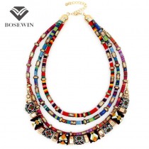 Latest Women Multi layers Statement Necklace Boho Style Choker Chains Ball Handmade Collar Maxi Necklaces & Pendants Big Jewelry