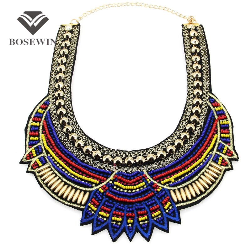 Fashion Hand Made Ethnic Choker Necklace Bib Collares Multicolor Beads Boho Statement Jewelry Women Accessories 2016 CE3581
