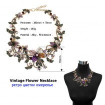 Women Vintage Statement Flower Chokers Necklaces Luxury Design Multicolor Rhinestones Bib Collares Maxi Necklaces Collier Femme