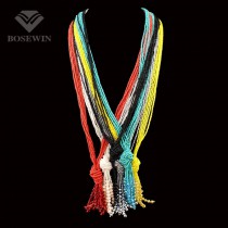 Bohemia Female Charm Jewelry Fashion Handmade Acrylic Beads Tassels Long Necklaces Women Dress Gifts Ethnic Accessories CE2279