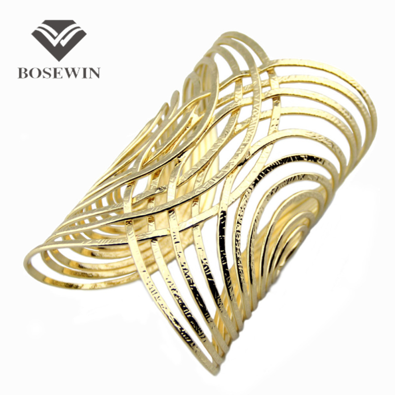 Hot Sale Western style Wild Cuff Bangles With Hi-Q plated Crossed Metals Romantic Bracelets & Bangles For Women Jewelry BL027